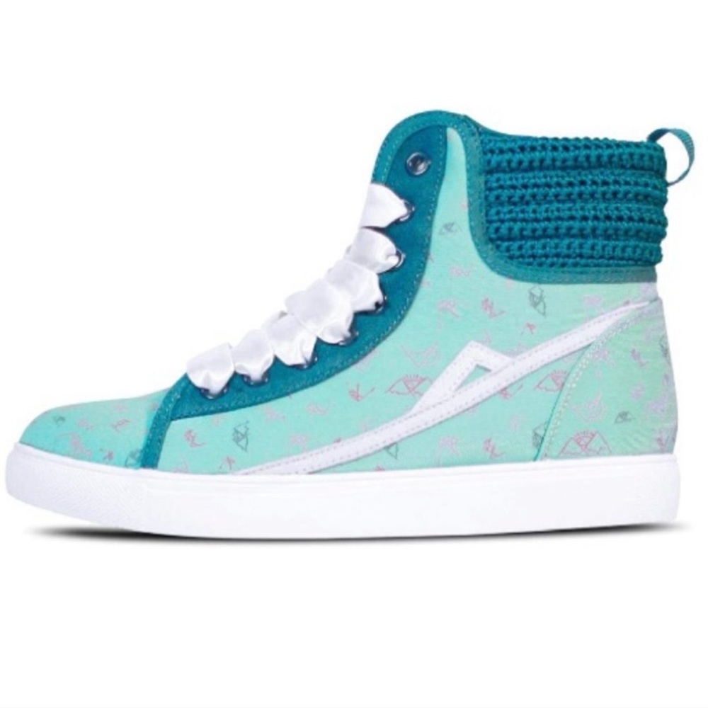Size 9, Teal Print, Poppy Lifestyle, Hi-Top Sneaker